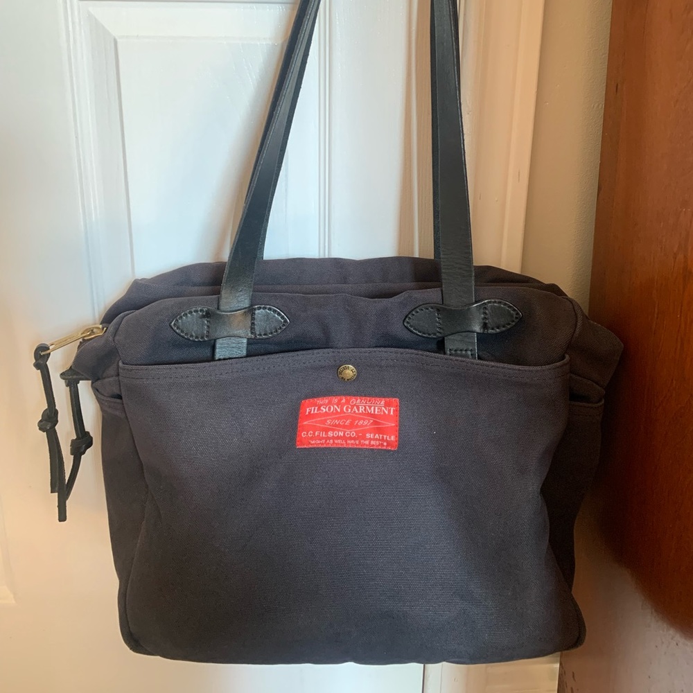 Filson Red Label Tote Bag Black with Zipper Made in USA